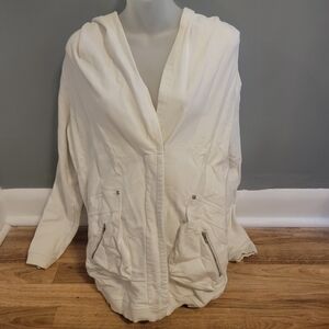 Women's Cream Hooded Utility Jacket